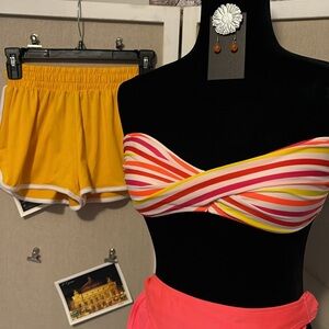🛍️B2G1 FREE🛍️4 Pieces: NWT earrings, NWOT bikini with removable strap & shorts